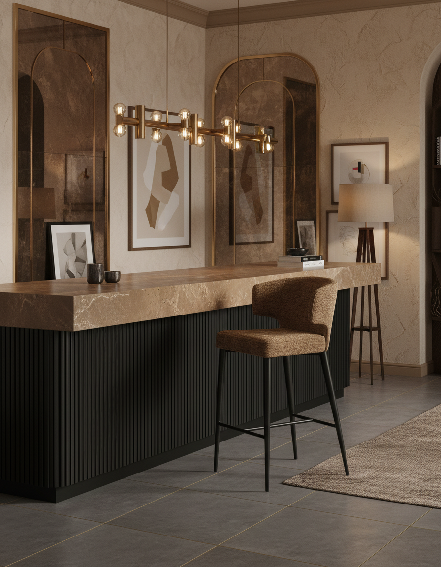 
Sgabello da bar di design «Taylor» color sabbia - Brandy Fusion / Altezza della seduta 76 cm