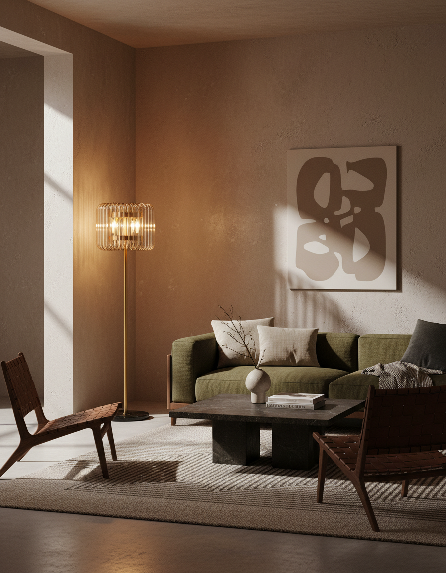 
Lampadaire design « Channa » avec socle en marbre