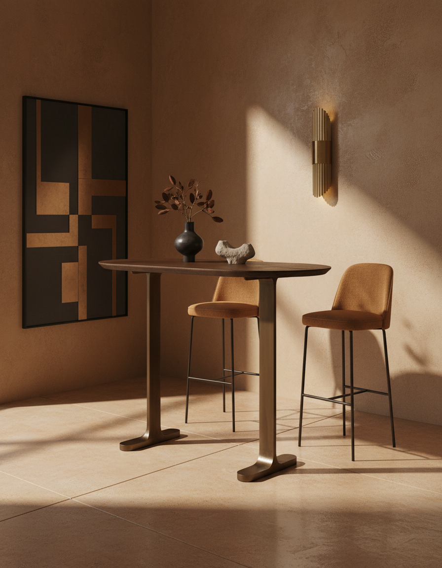 
Grosser Design Massivholz Bartisch „Revelin“ - Dunkelbraun