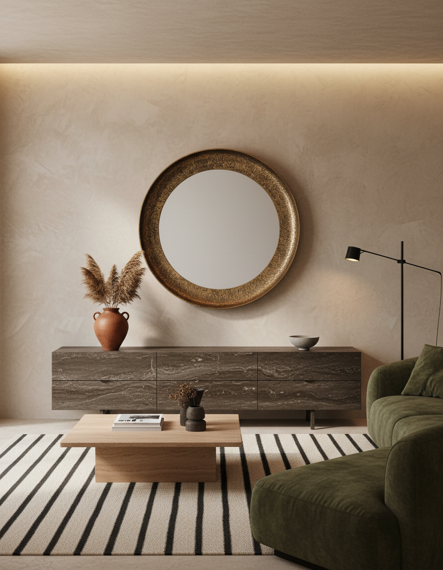 
Grande specchio da parete rotondo di design «Laraya»