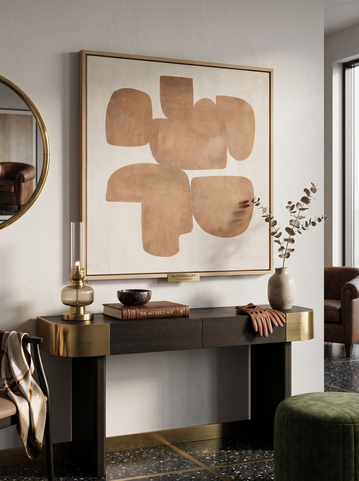 
Quadro da parete di design “Odyssey” con cornice in legno, 100 x 100 cm - Sinistra