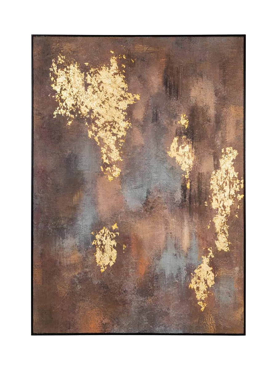 
Grosses Design Wandbild „Golden Glim“ mit Holzrahmen, 140 x 100 cm