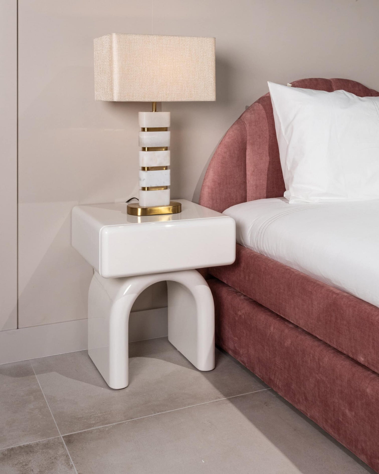
"Pixie" Designer Upholstered Bed with Pull-Out Function - Pink