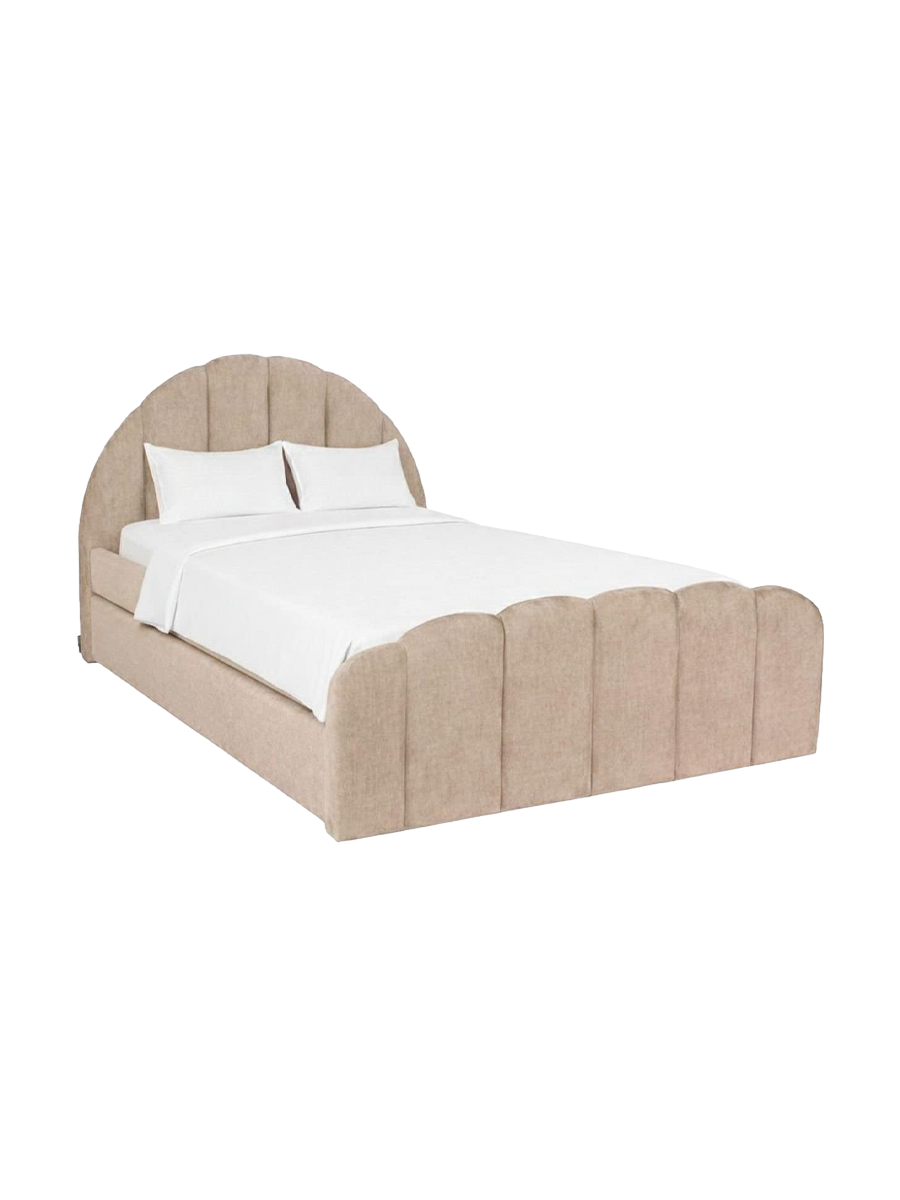 
"Pixie" Designer Upholstered Bed with Pull-Out Function - Beige