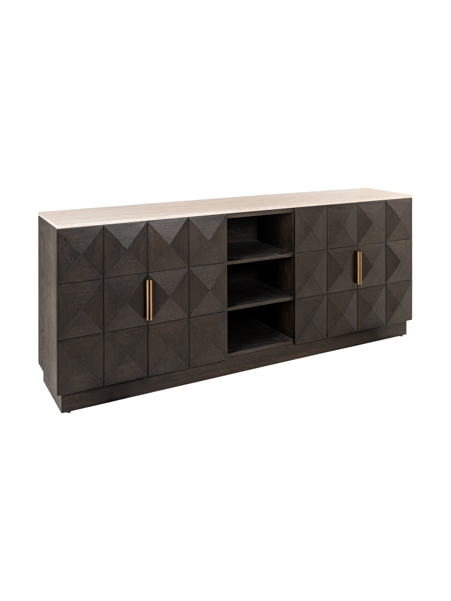 
Large Design Sideboard "Claremont" with Marble Top, 4-Door