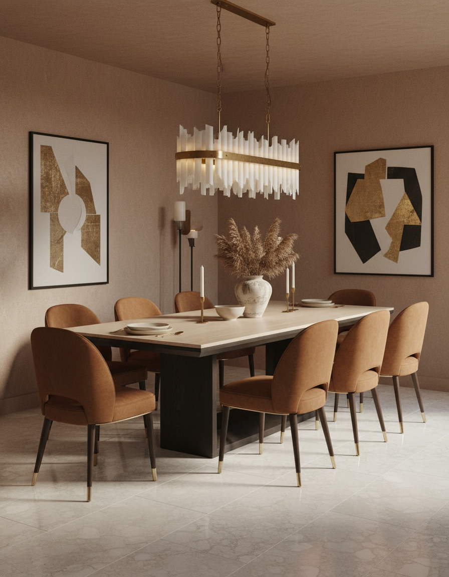 
Designer Dining Table "Claremont" with Marble Top, 230 x 100 cm