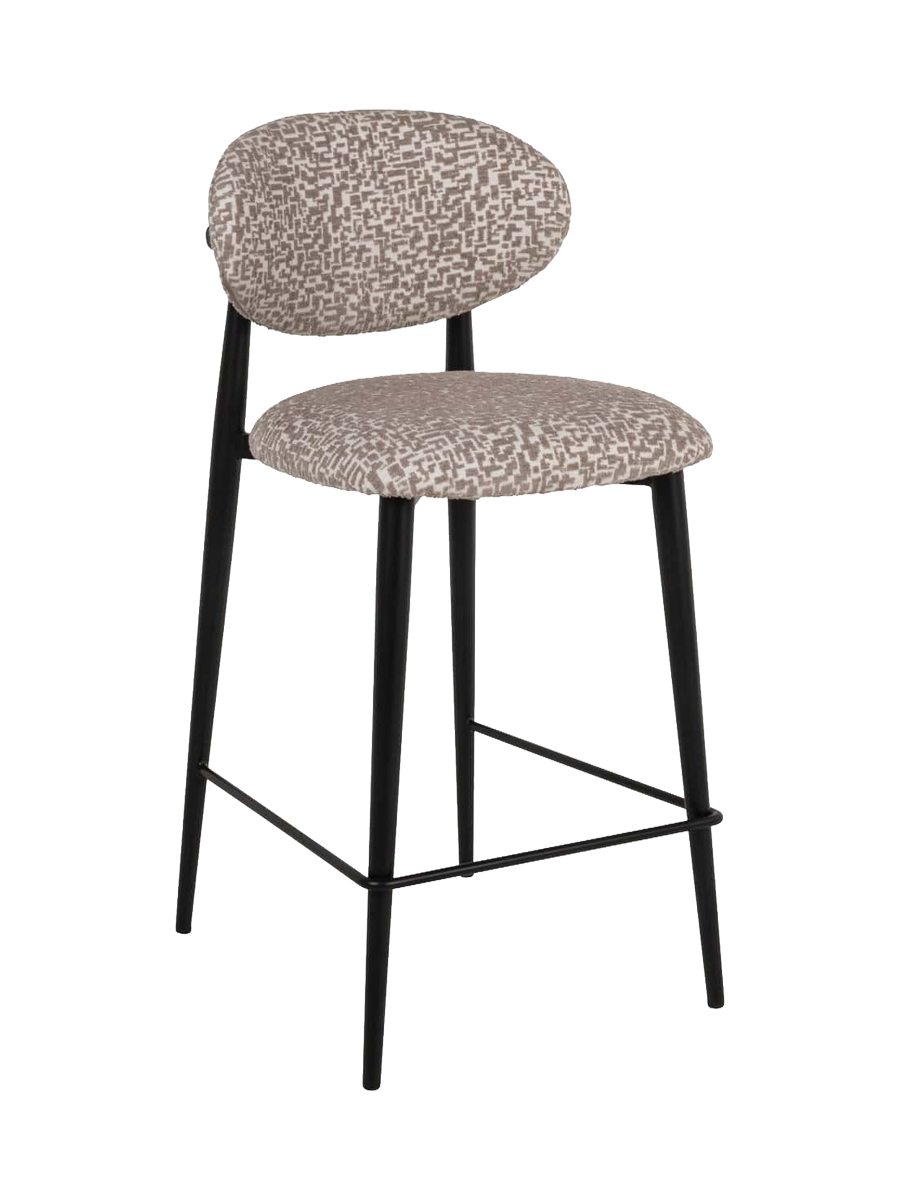 
Sedia da bar di design di alta qualità “Dantes” - Cornice: Nero, rivestimento: Natural Geo / Altezza della seduta 66.5 cm