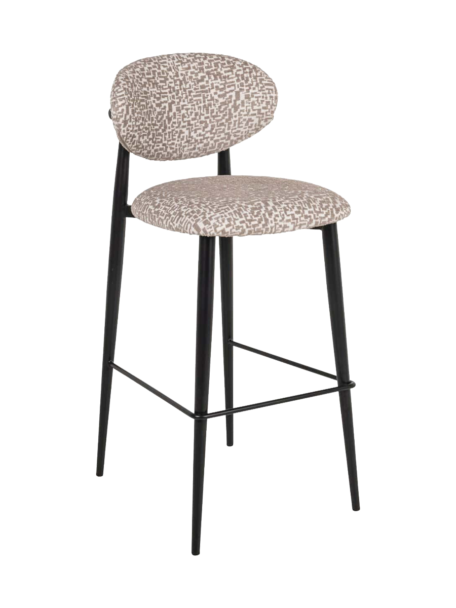 
Sedia da bar di design di alta qualità “Dantes” - Cornice: Nero, rivestimento: Natural Geo / Altezza del sedile 75 cm