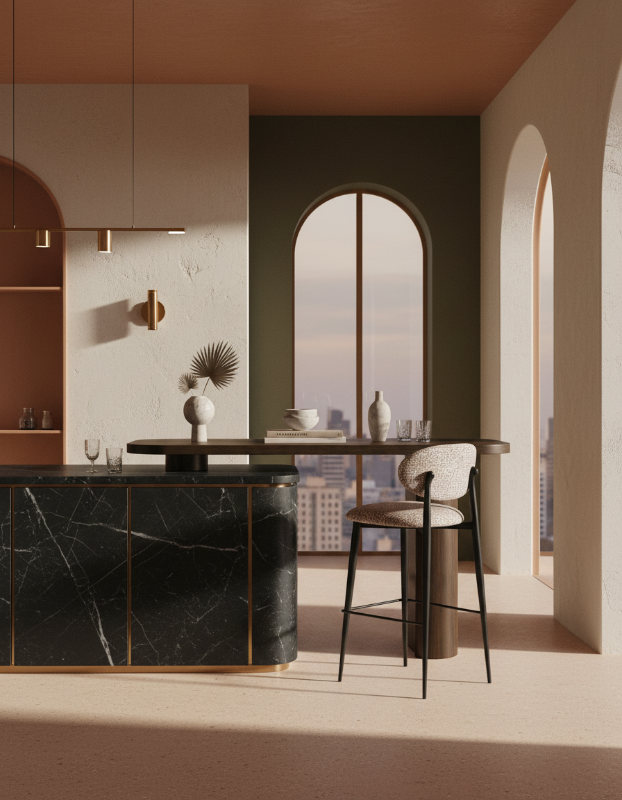
Sedia da bar di design di alta qualità “Dantes” - Cornice: Nero, rivestimento: Natural Geo / Altezza del sedile 75 cm