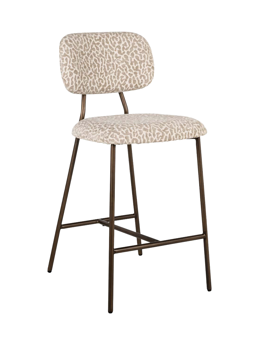 
Set di 2 sgabelli da bar di design di alta qualità «Xenia» - Telaio: Bronze, rivestimento: Beige Leopard