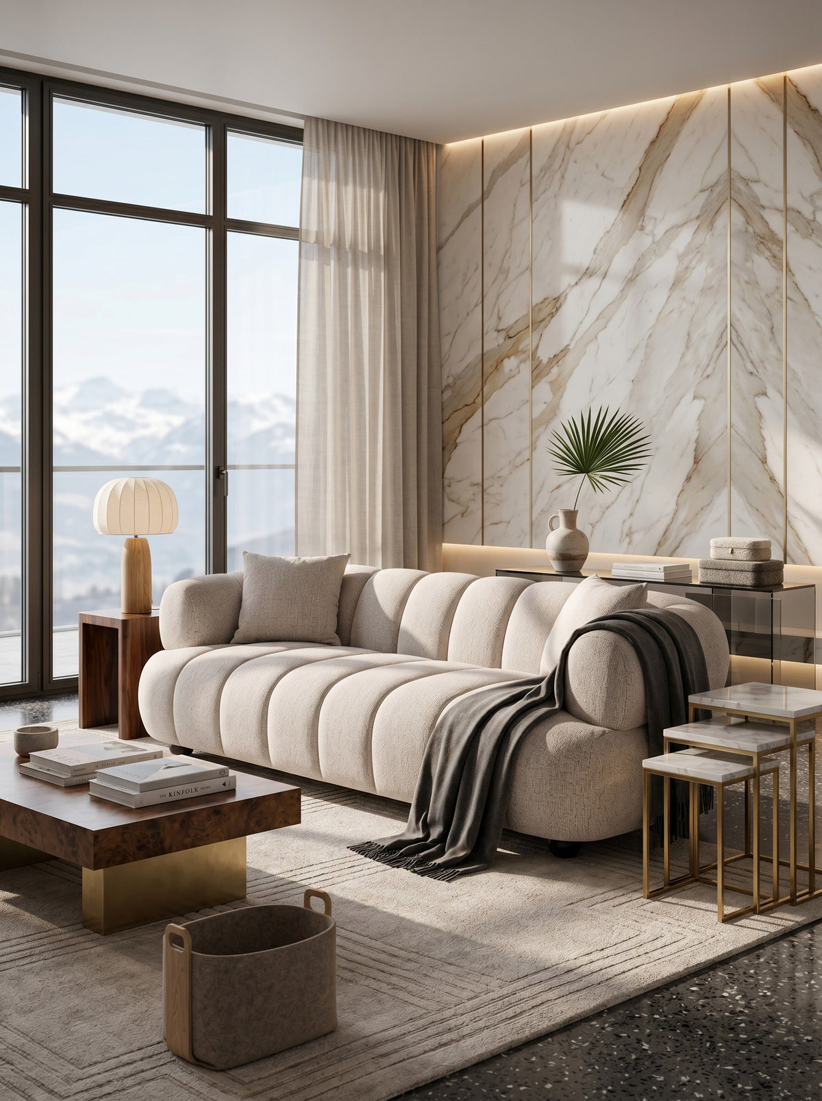 
High-Quality 3-Seater Design Sofa "Amelia" - Natural Fancy