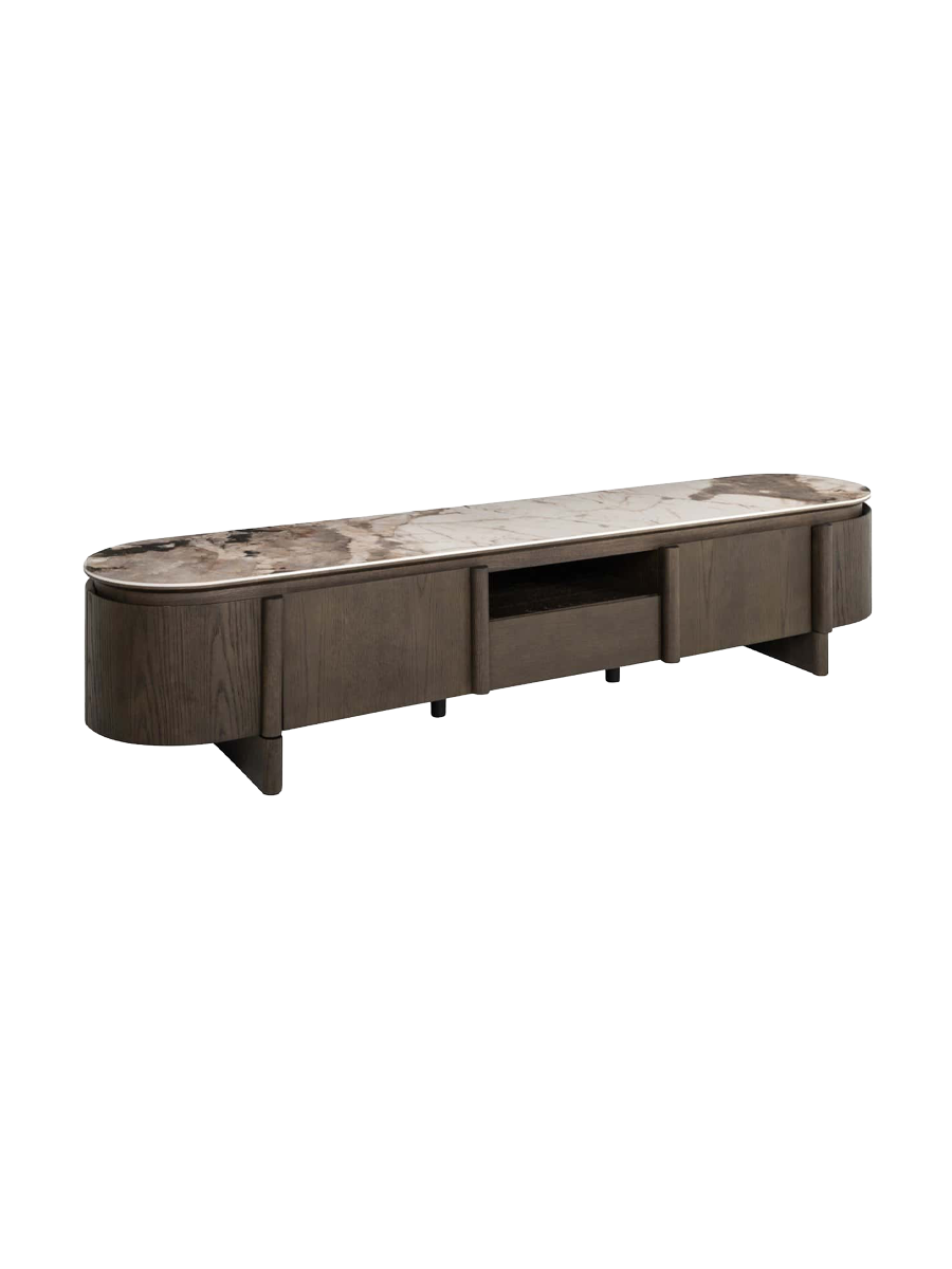 
Grand banc TV design « Langford » avec plateau en céramique