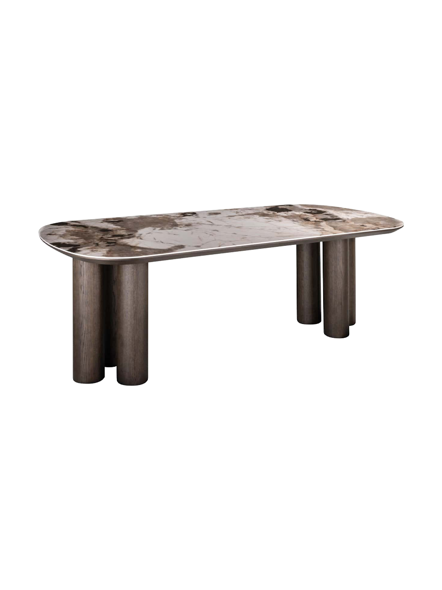 
Ovaler Design Essitsch „Langford“ mit Keramik-Tischplatte, 230 x 110 cm