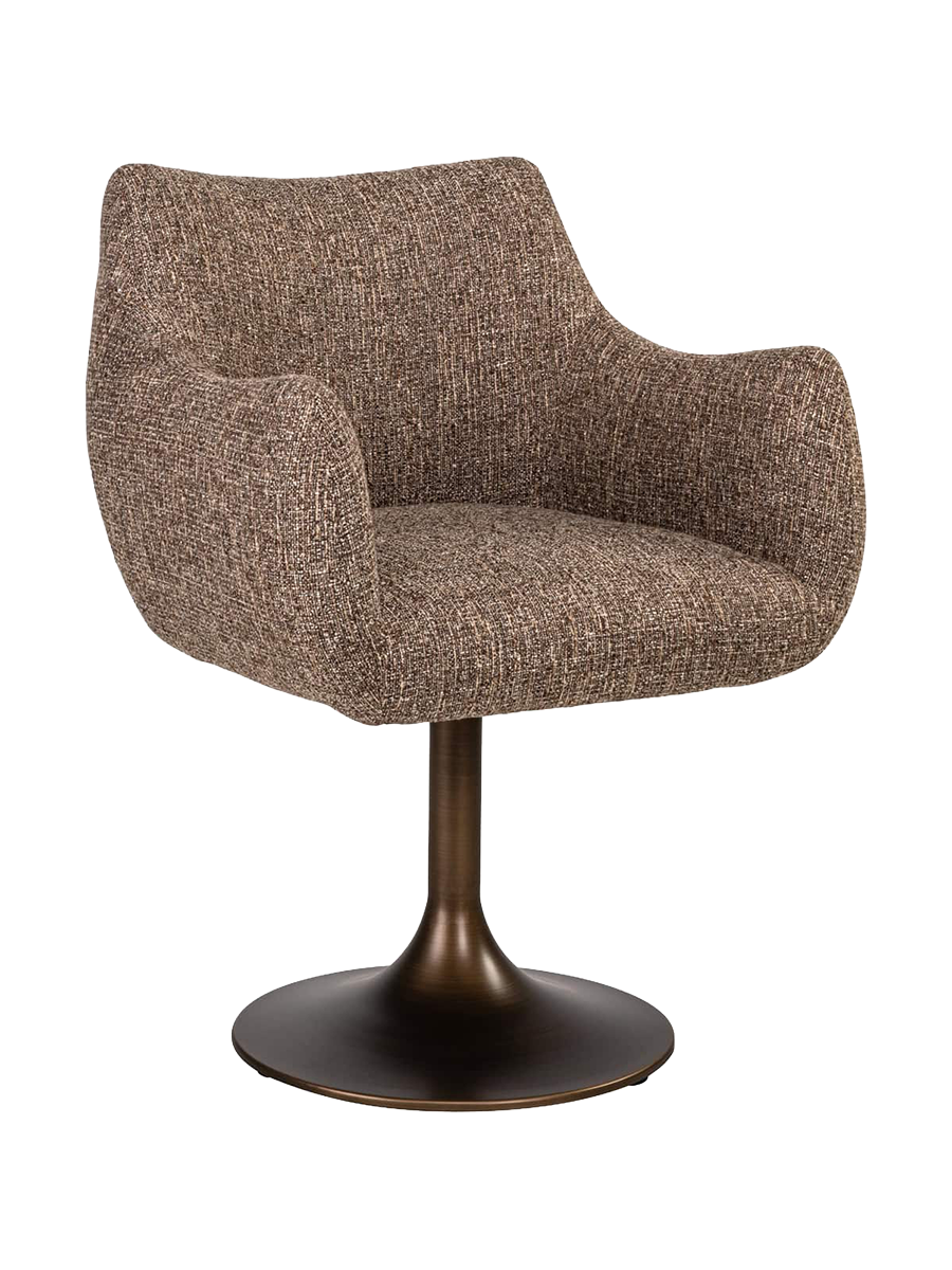 
Fauteuil design pivotant à 360° « Aldo » - Structure : bronze, revêtement : tweed marron