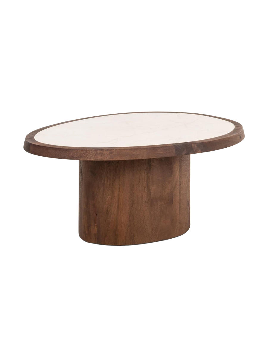 
Massiver Design Couchtisch „Melrose“ mit Marmor-Tischplatte