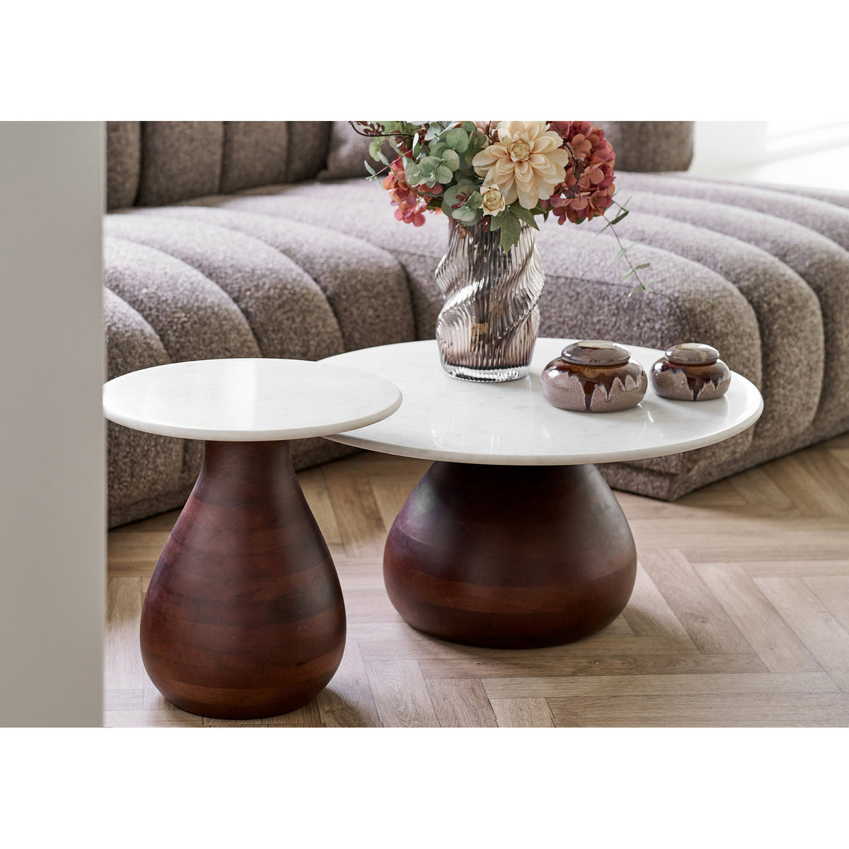 
Runder Marmor Design Beistelltisch „Heida“