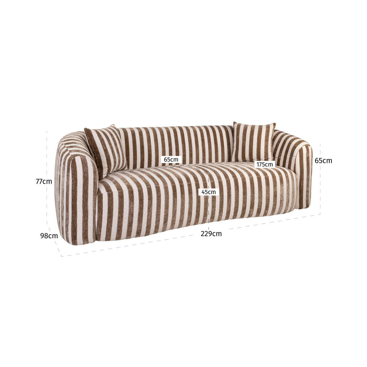 
Divano di design „Luxandra“, diverse dimensioni - 98 × 229 × 77 cm / Strisce Sabbia