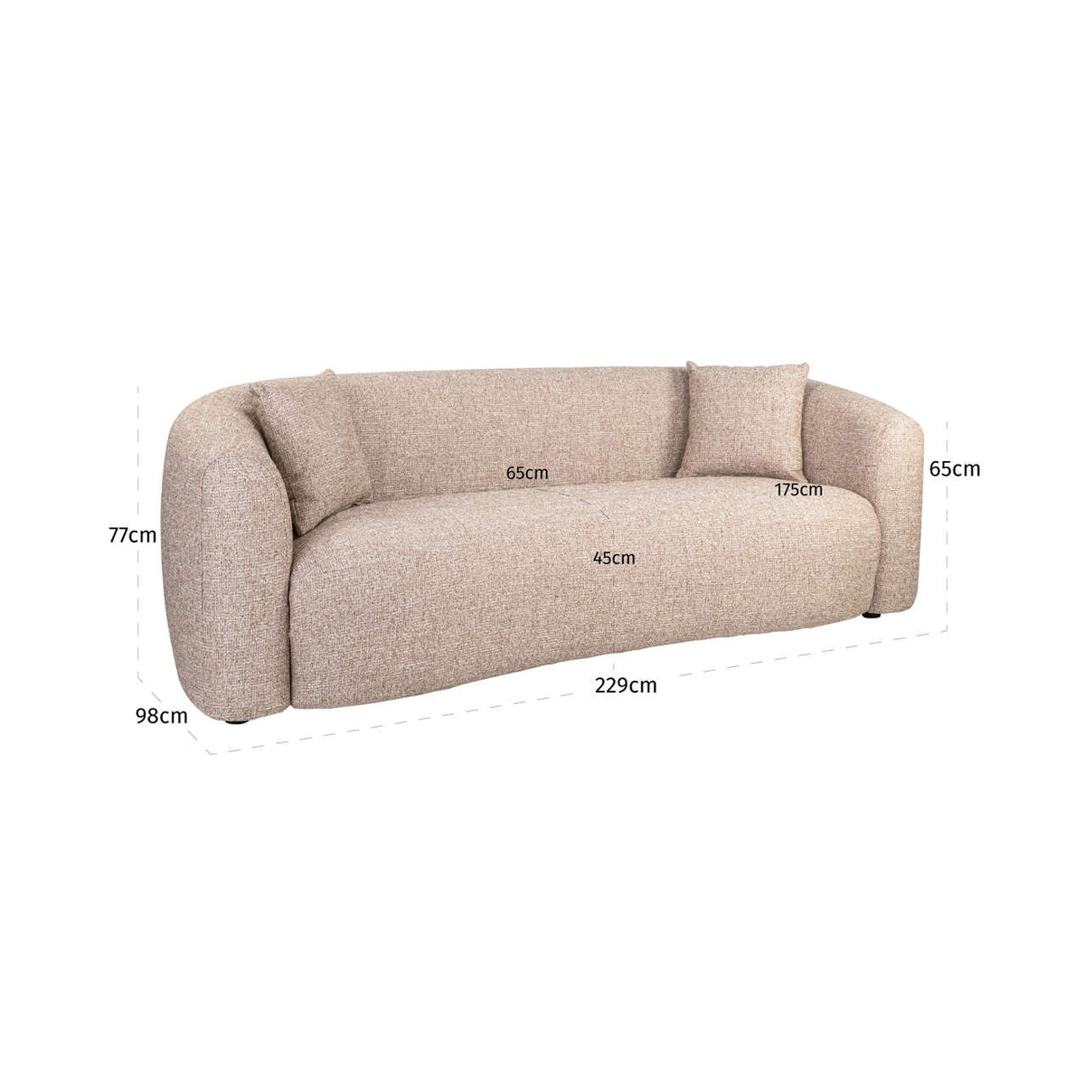 
Divano di design „Luxandra“, diverse dimensioni - 98 × 229 × 75 cm / Tweed sabbia