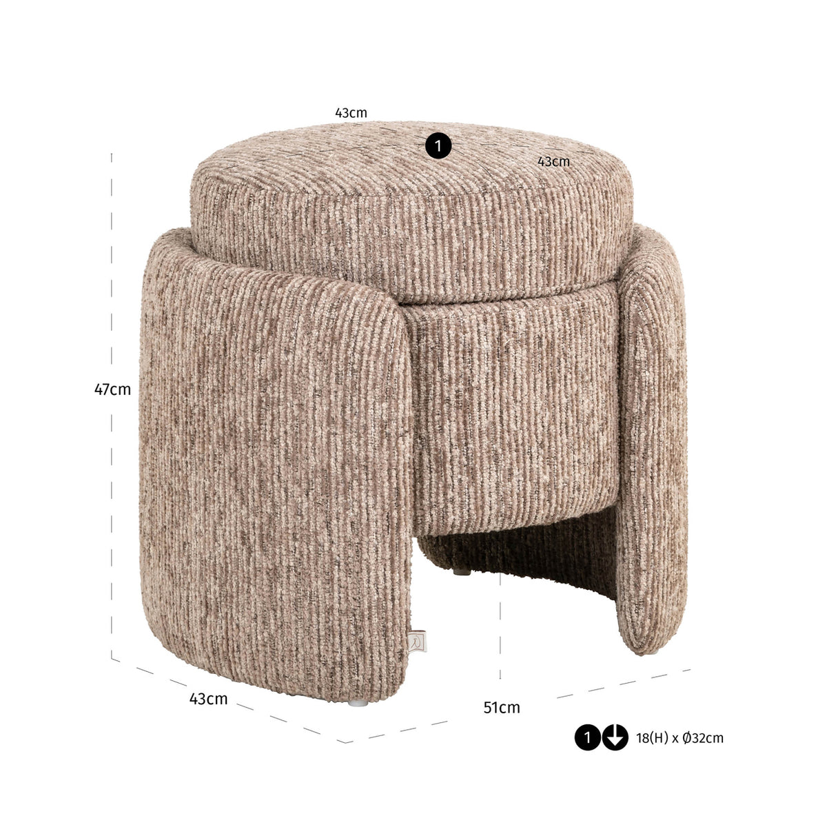 
Sgabello di design «Cupid» - Mocca Linear