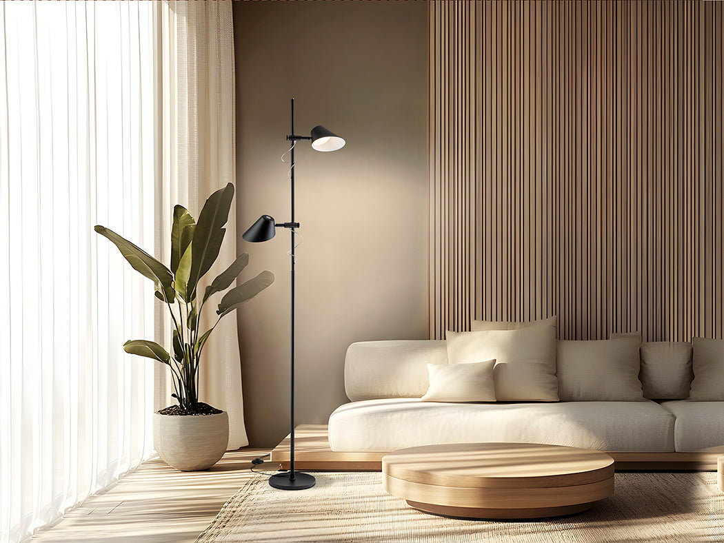 
LED Design Stehlampe „Esino“ mit Fernbedienung - Schwarz