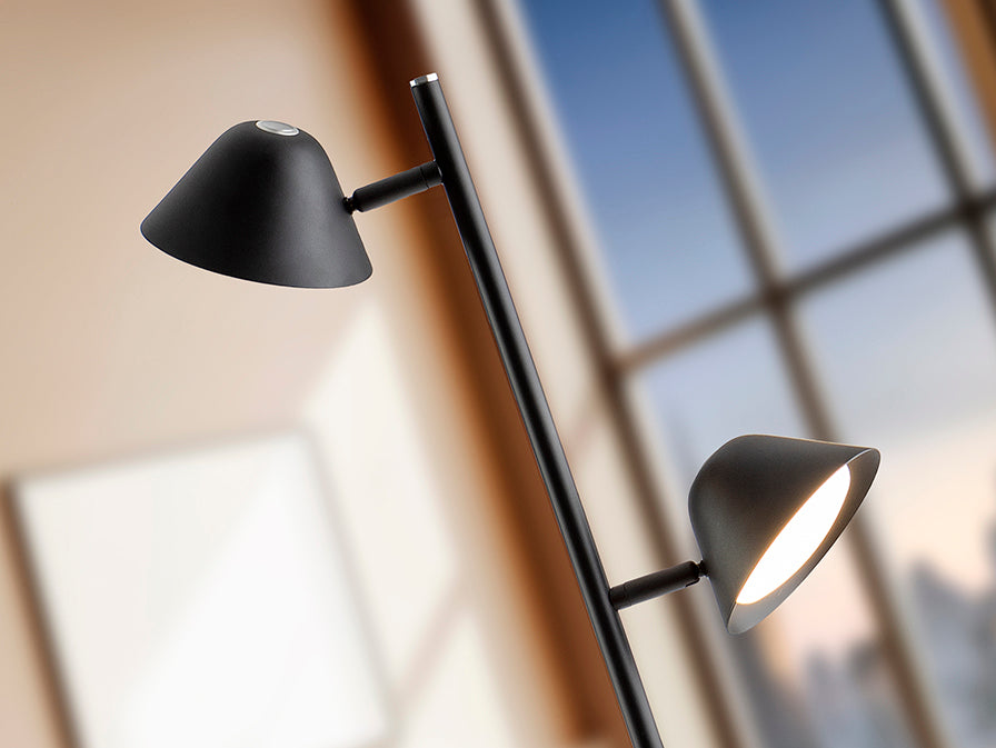 
Lampada da terra di design LED dimmerabile „Taros“ con telecomando - Nero opaco