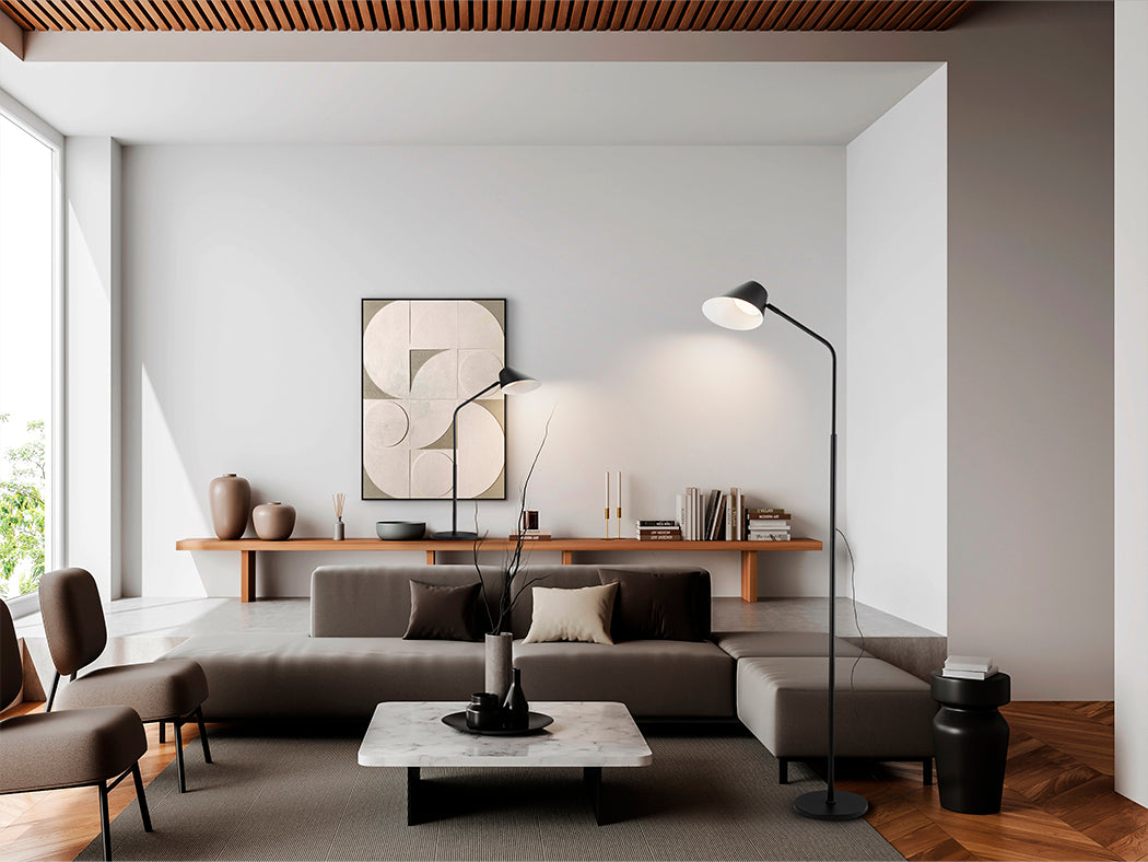 
LED Design Stehlampe „Nino“ mit Fernbedienung - Schwarz