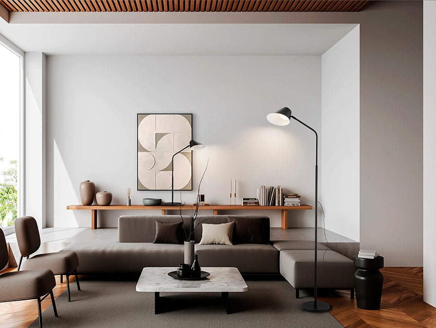 
Lampada da terra di design LED „Nino“ con telecomando - Nero