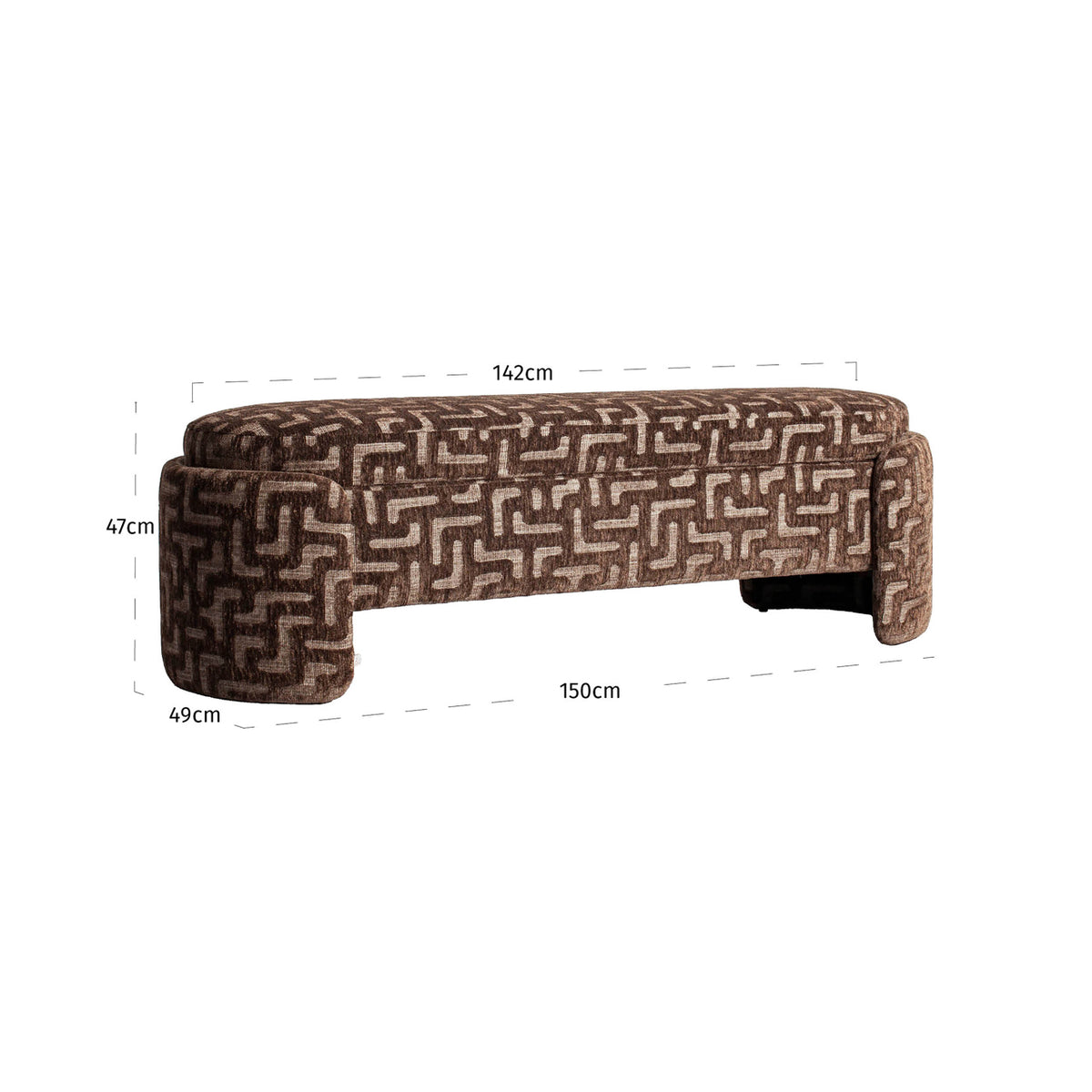 
Panca di design «Cupid», diverse dimensioni - 46 × 150 × 46 cm / Labirinto marrone
