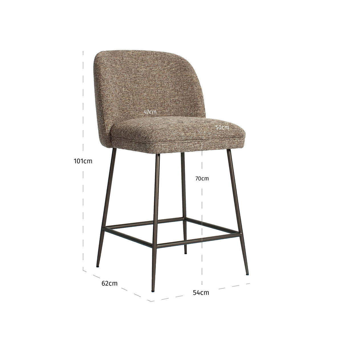 
Sgabello da bancone di design «Pullitzer» - Tweed marrone