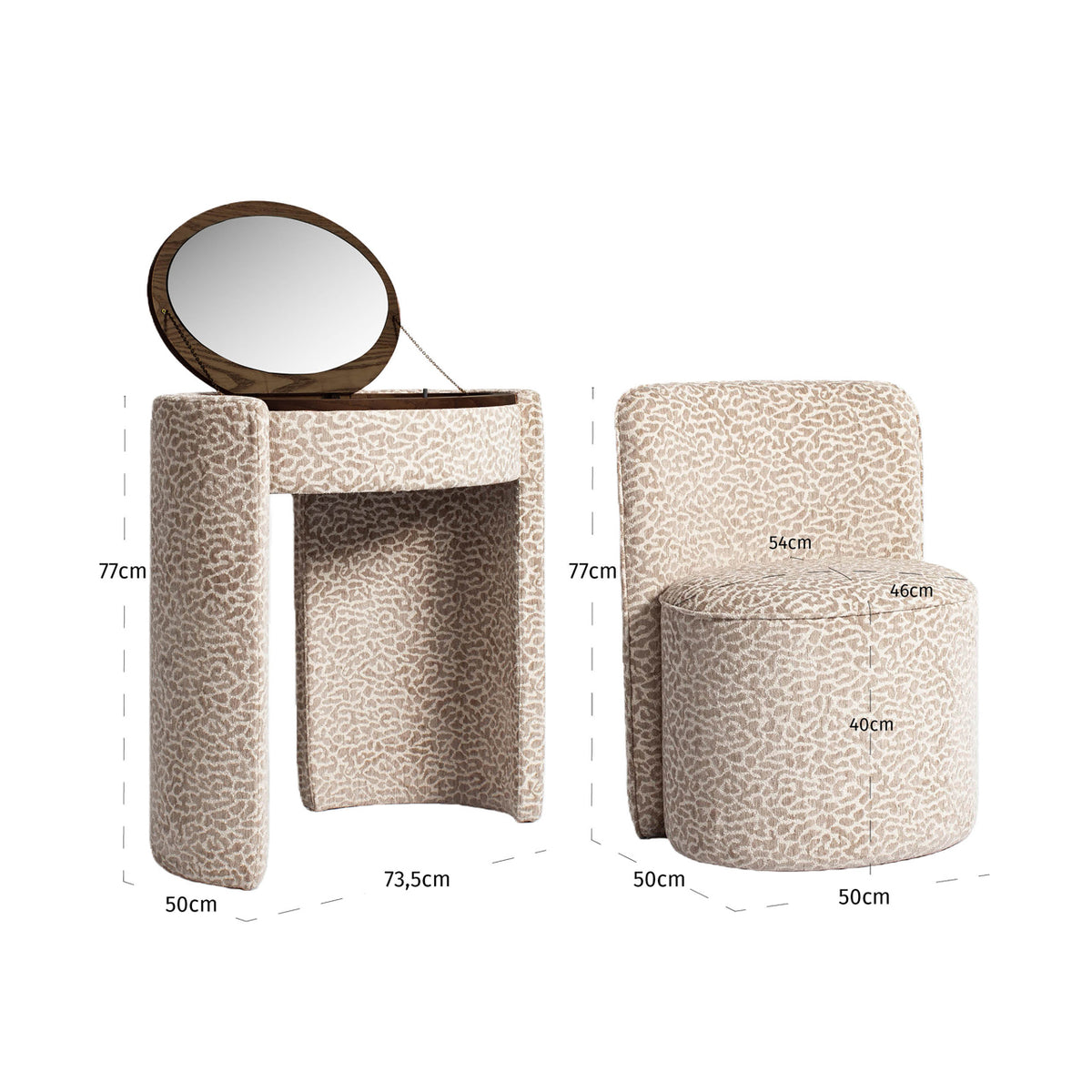 
Scrivania di design «Roxenne», varie dimensioni - 58 × 73 × 77 cm / Leopardo beige