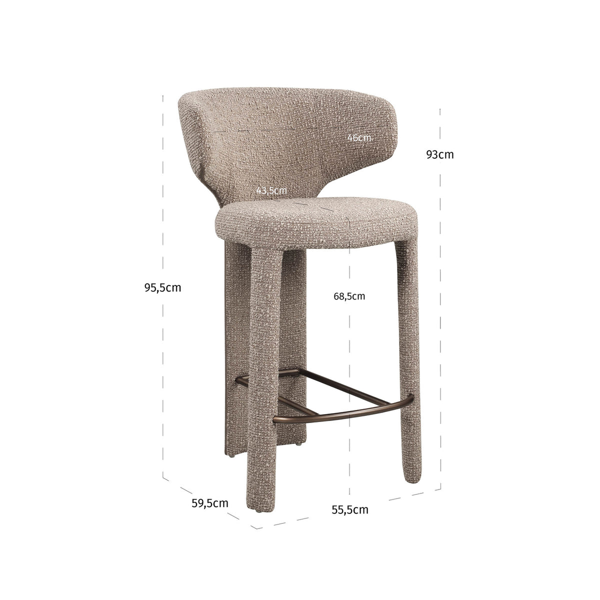 
Sgabello da bancone di design «Viola» - Mocca Chunky