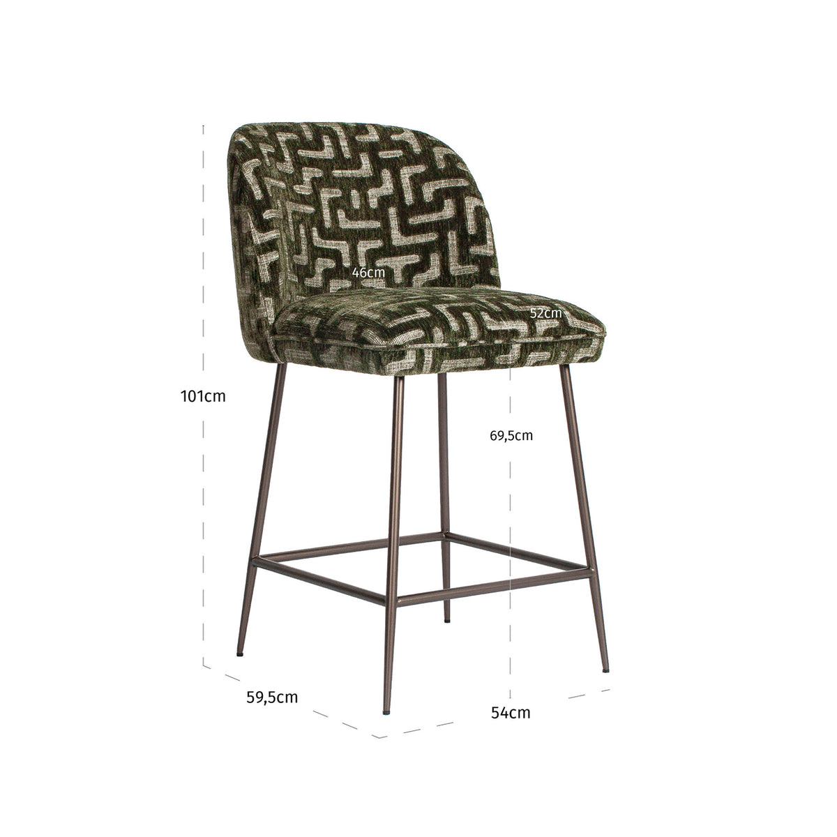 
Sgabello da bancone di design «Pullitzer» - Labirinto di muschio