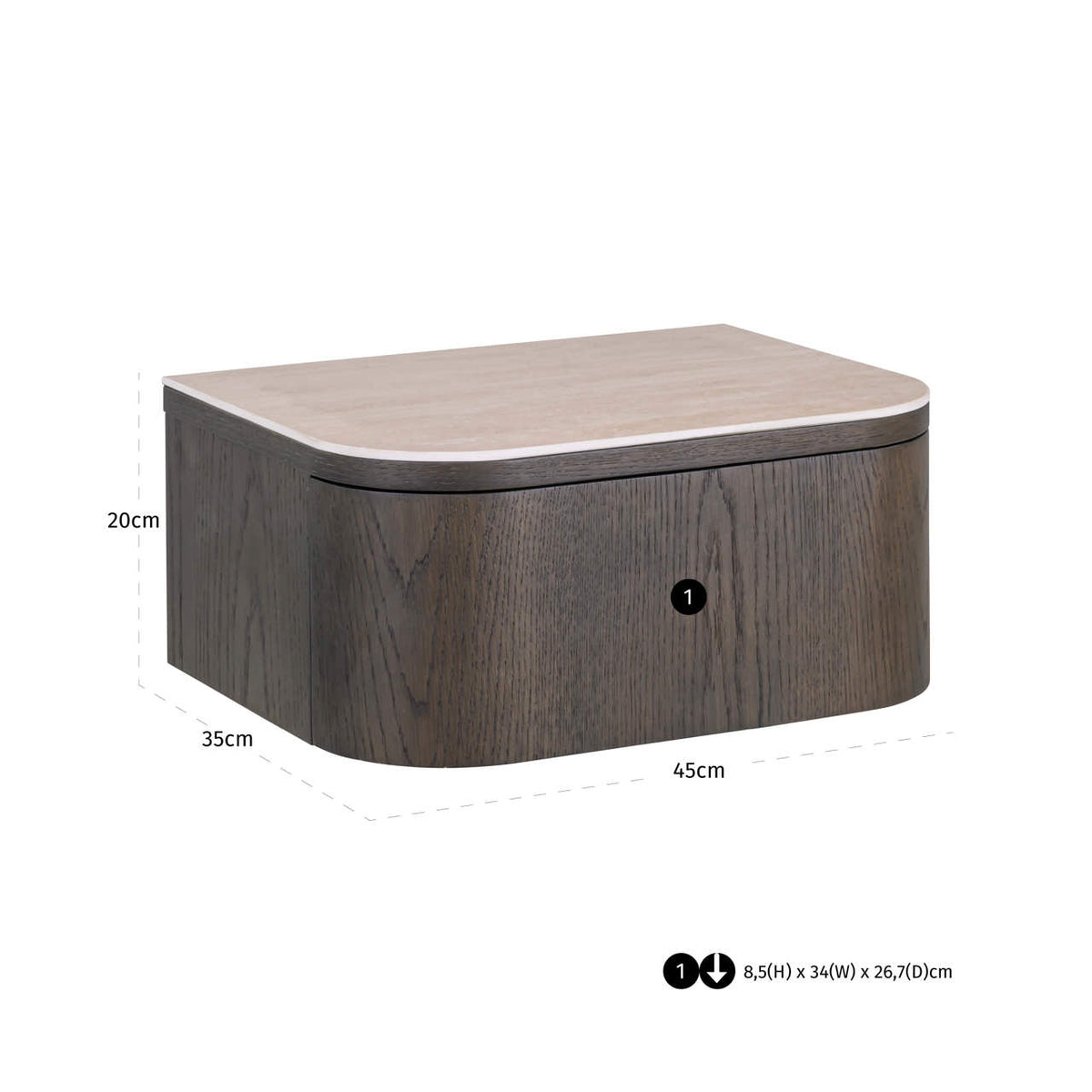 
Comodino di design «Nando», diverse dimensioni - 35 × 45 × 20 cm