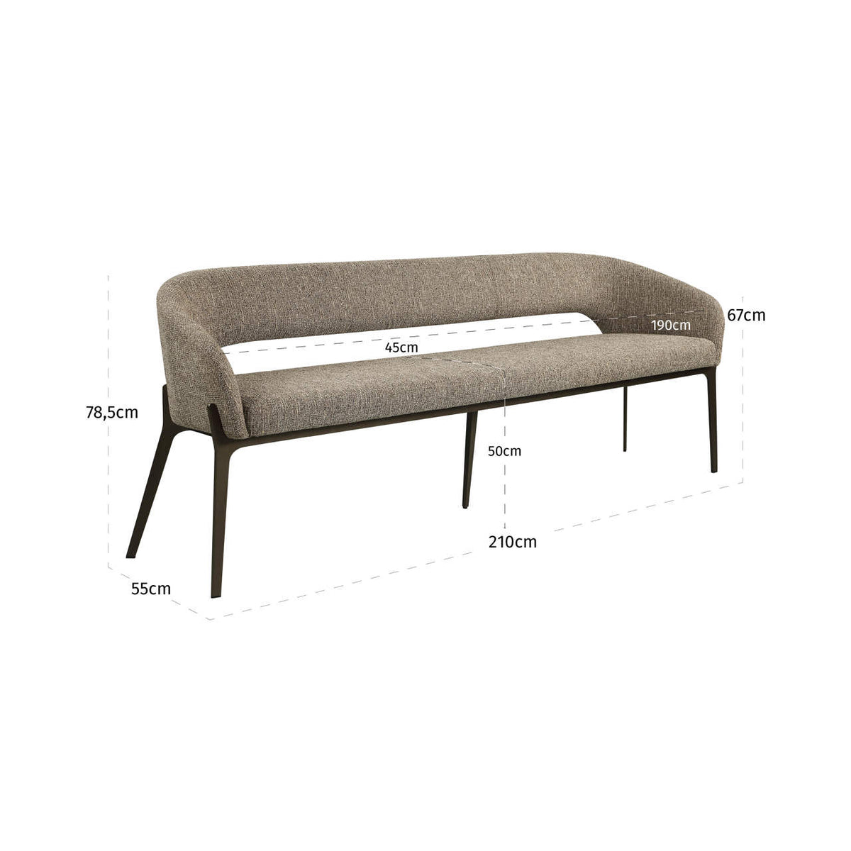 
Panca di design «Kenzi» - Tweed marrone