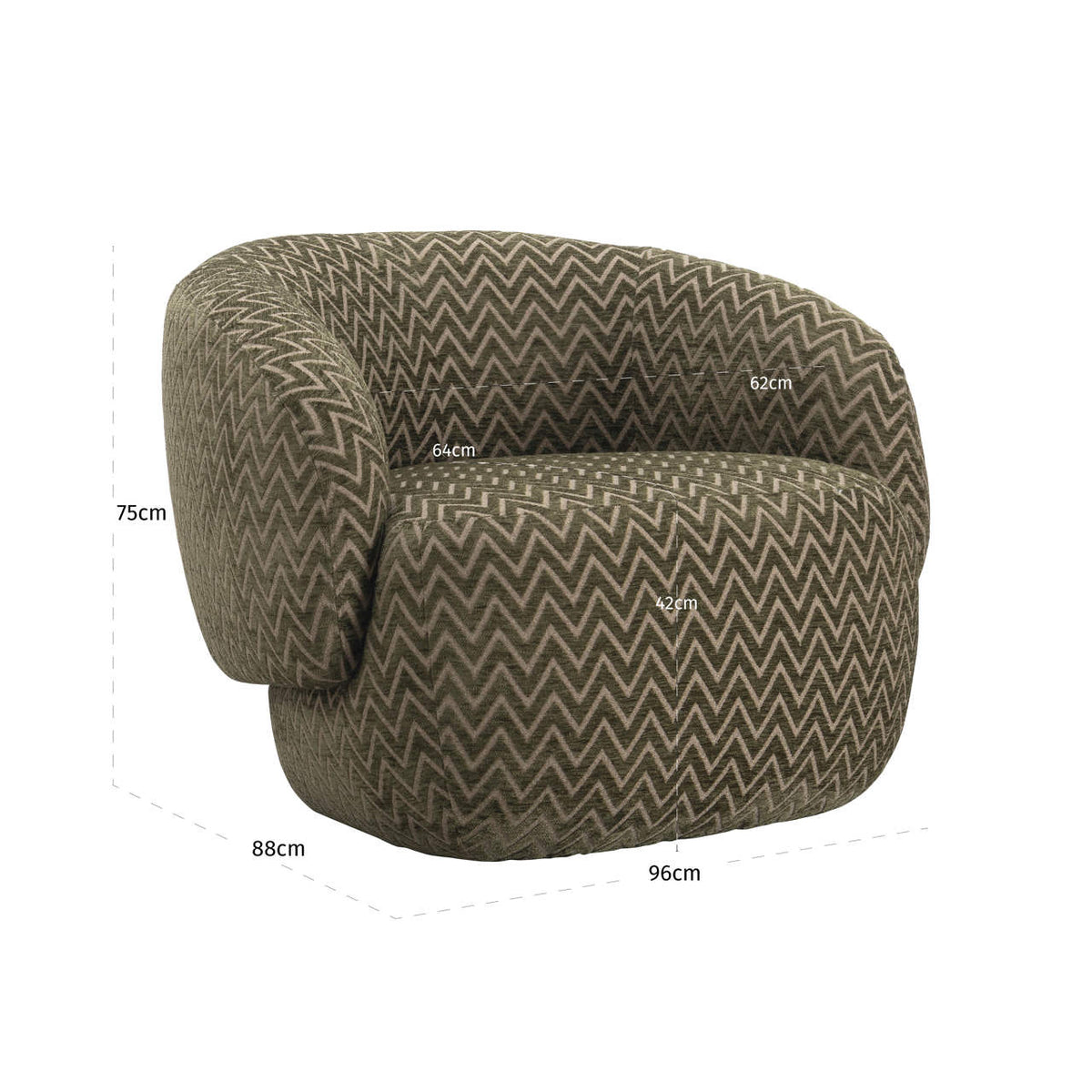 
Poltrona di design «Milano» - Chevron verde muschio