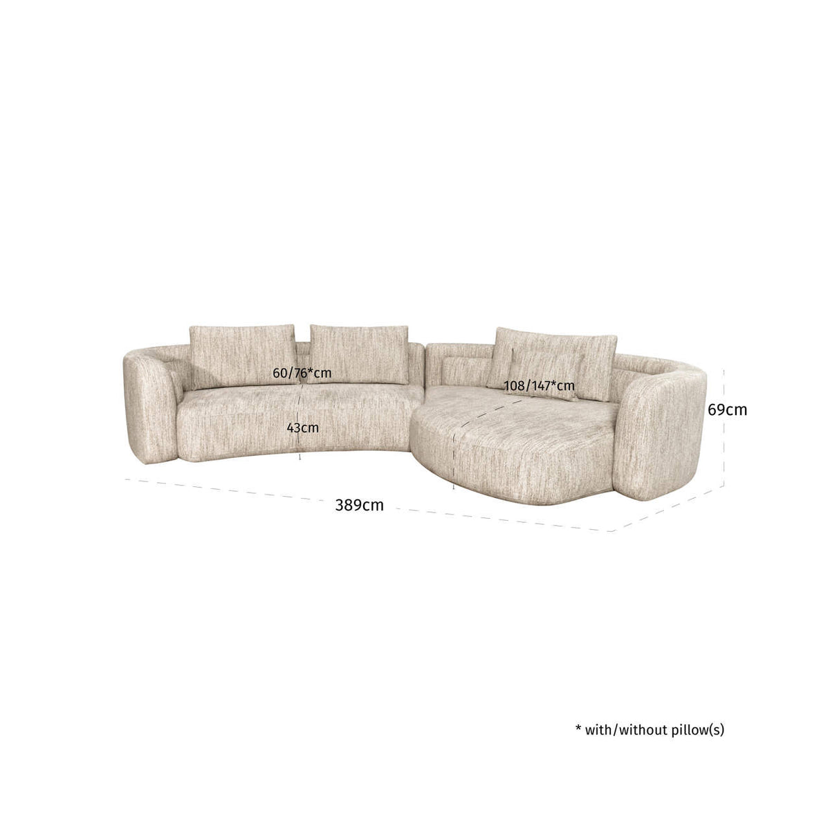
Divano di design «Angusto» – chaise longue a destra