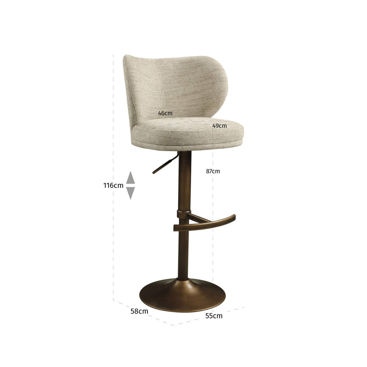 
Sgabello da bar di design „Amely“ - Softweave Naturale