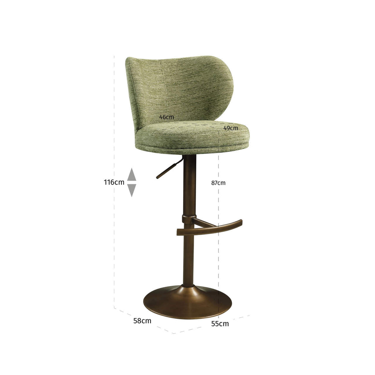 
Sgabello da bar di design „Amely“ - Pistache Softweave
