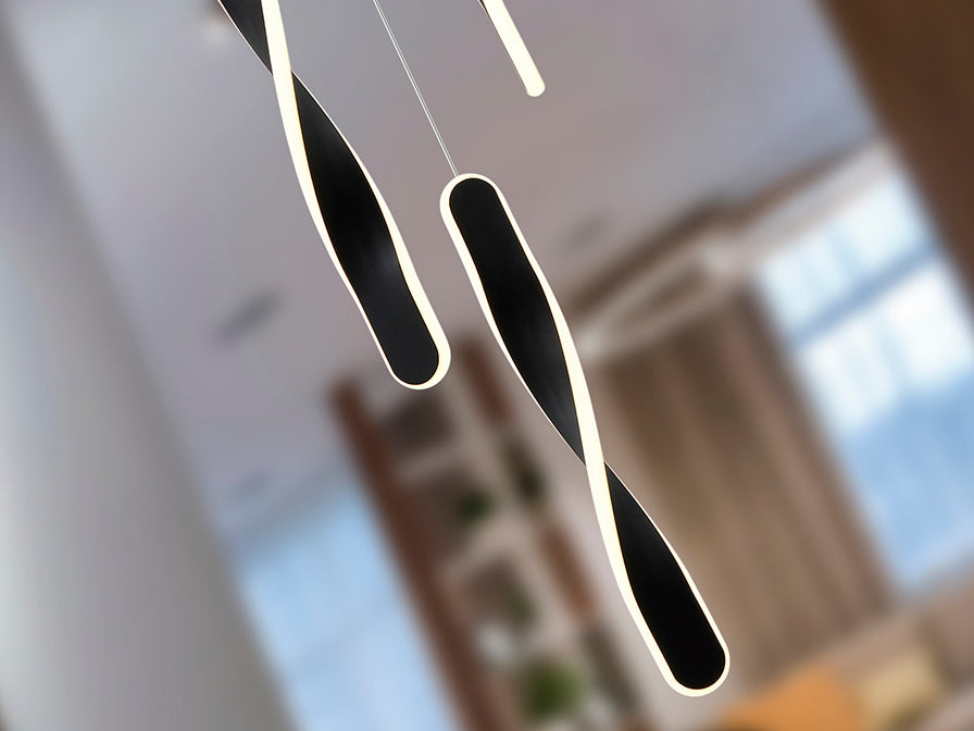 
Lampada a sospensione LED di design „Twist“, a 3 luci - Nero