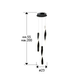 
Lampada a sospensione LED di design „Twist“, a 3 luci - Nero