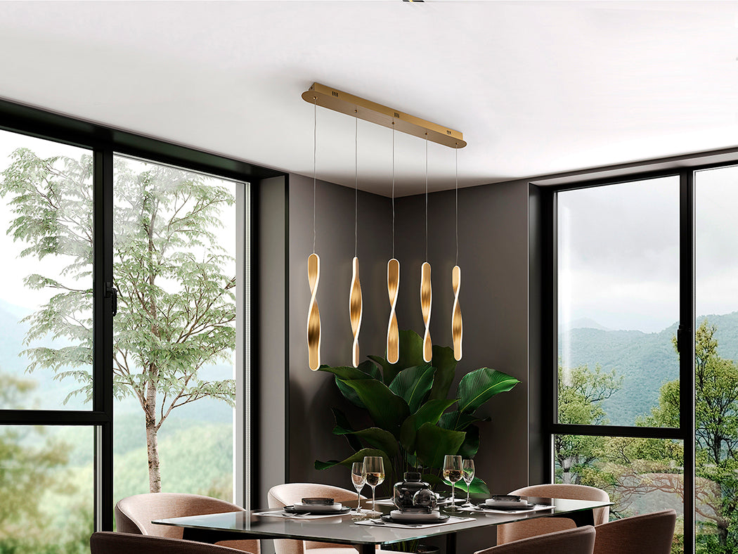 
LED designer pendant light “Twist”, 5-light