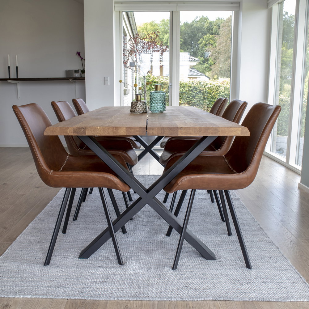 
Tavolo da pranzo in legno massello allungabile «Toulons» 200-300 x 95 cm - Rovere Naturale / Senza prolunghe