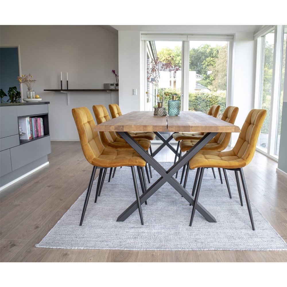 
Tavolo da pranzo in legno massello allungabile «Toulons» 200-300 x 95 cm - Rovere Naturale / Senza prolunghe