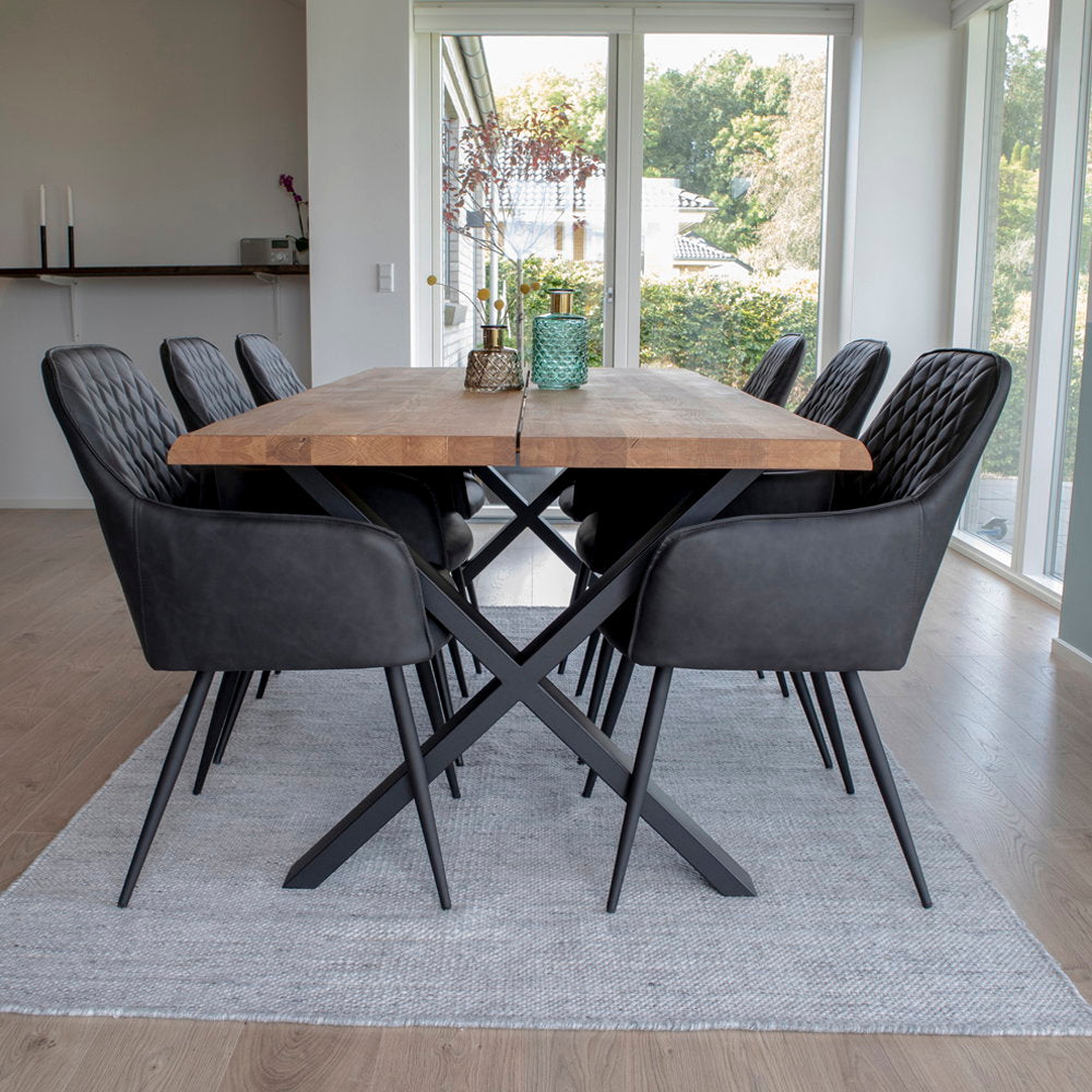 
Tavolo da pranzo in legno massello allungabile «Toulons» 200-300 x 95 cm - Rovere Naturale / Senza prolunghe