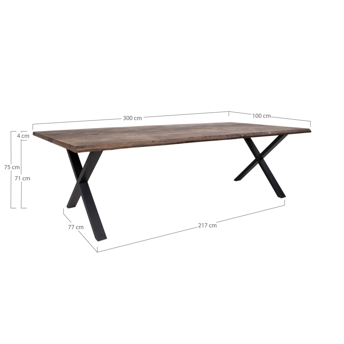 
Tavolo da pranzo in legno massello allungabile «Toulons» 300-400 x 100 cm - Rovere Marrone scuro / Senza prolunghe
