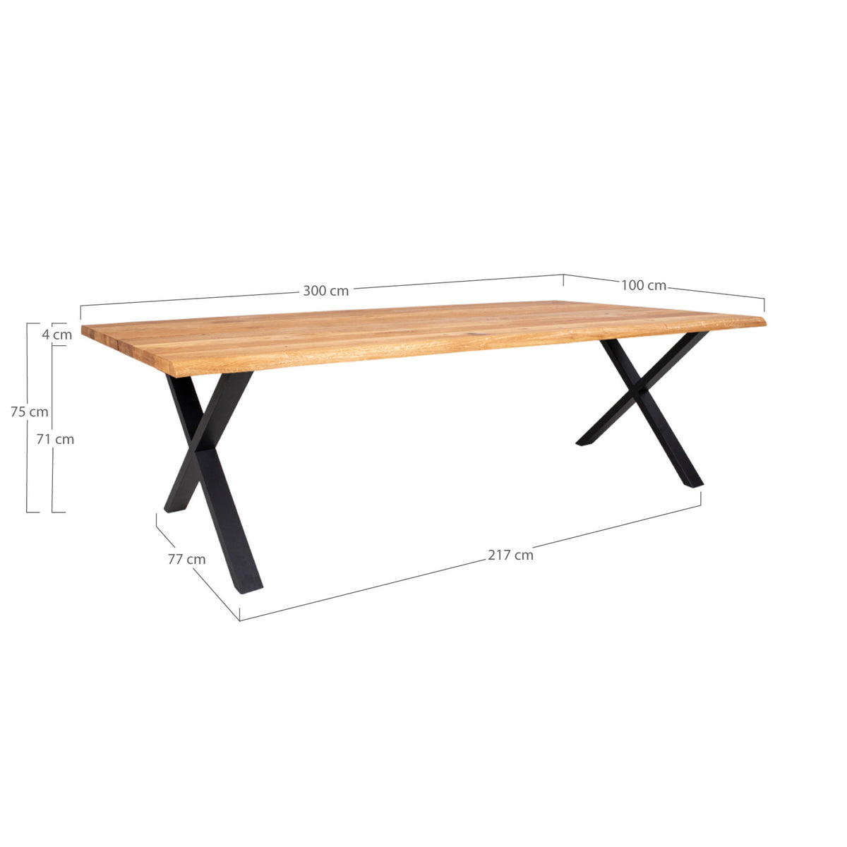 
Tavolo da pranzo in legno massello allungabile «Toulons» 300-400 x 100 cm - Rovere Naturale / Senza prolunghe
