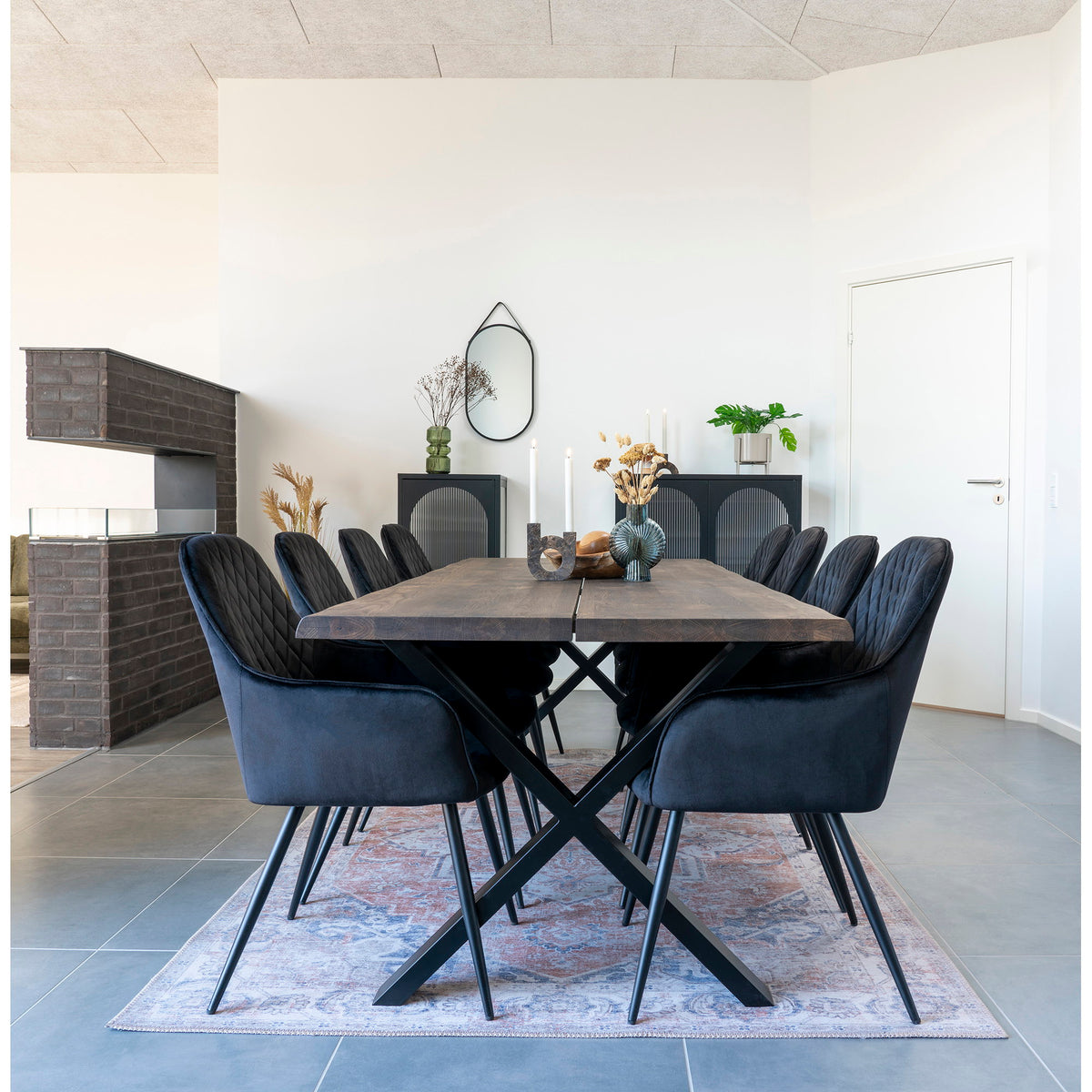 
Tavolo da pranzo in legno massello allungabile «Toulons» 240-340 x 95 cm - Rovere Marrone scuro / Senza prolunghe
