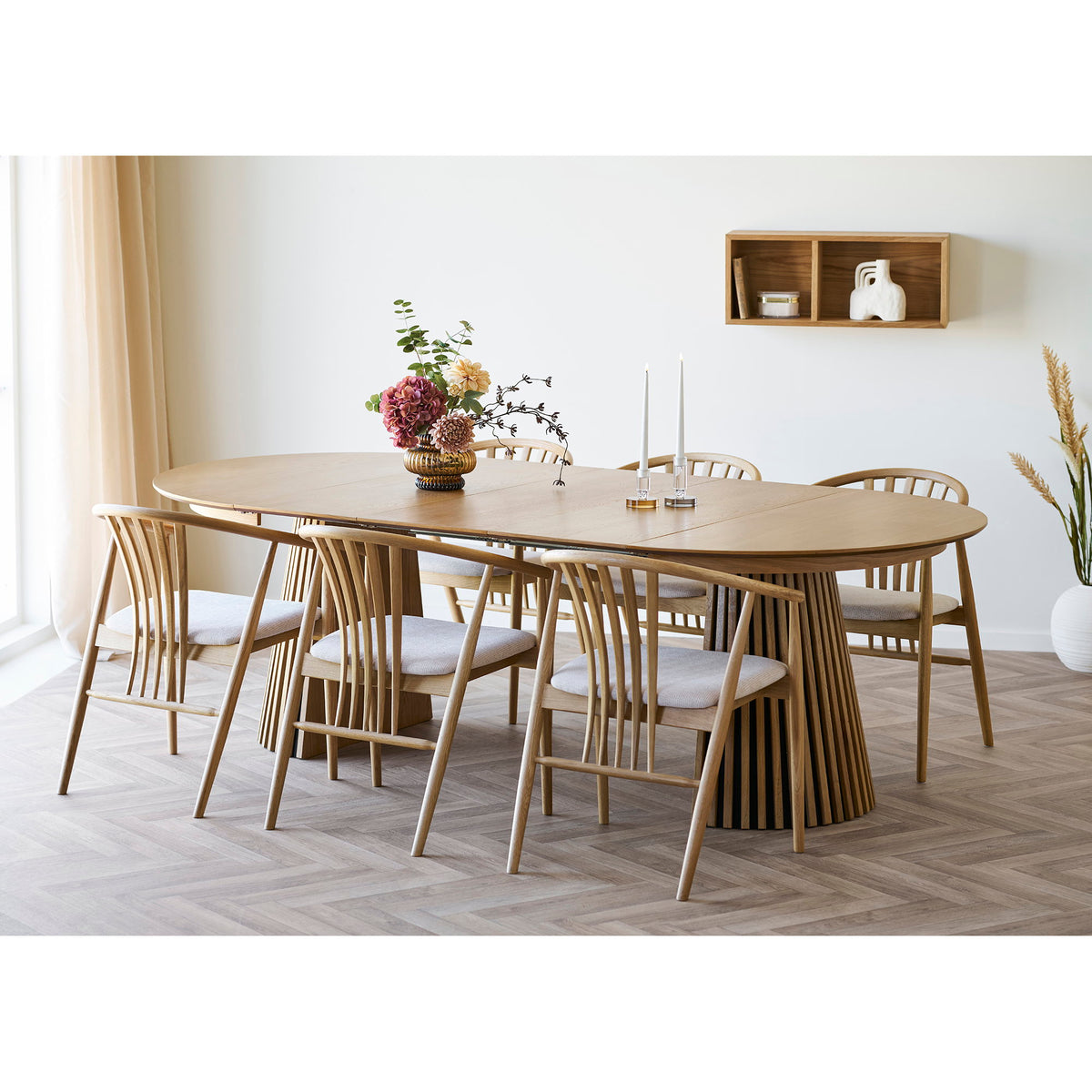 
Table de salle à manger design extensible « Osakka » 120-240 x 120 cm - Chêne naturel