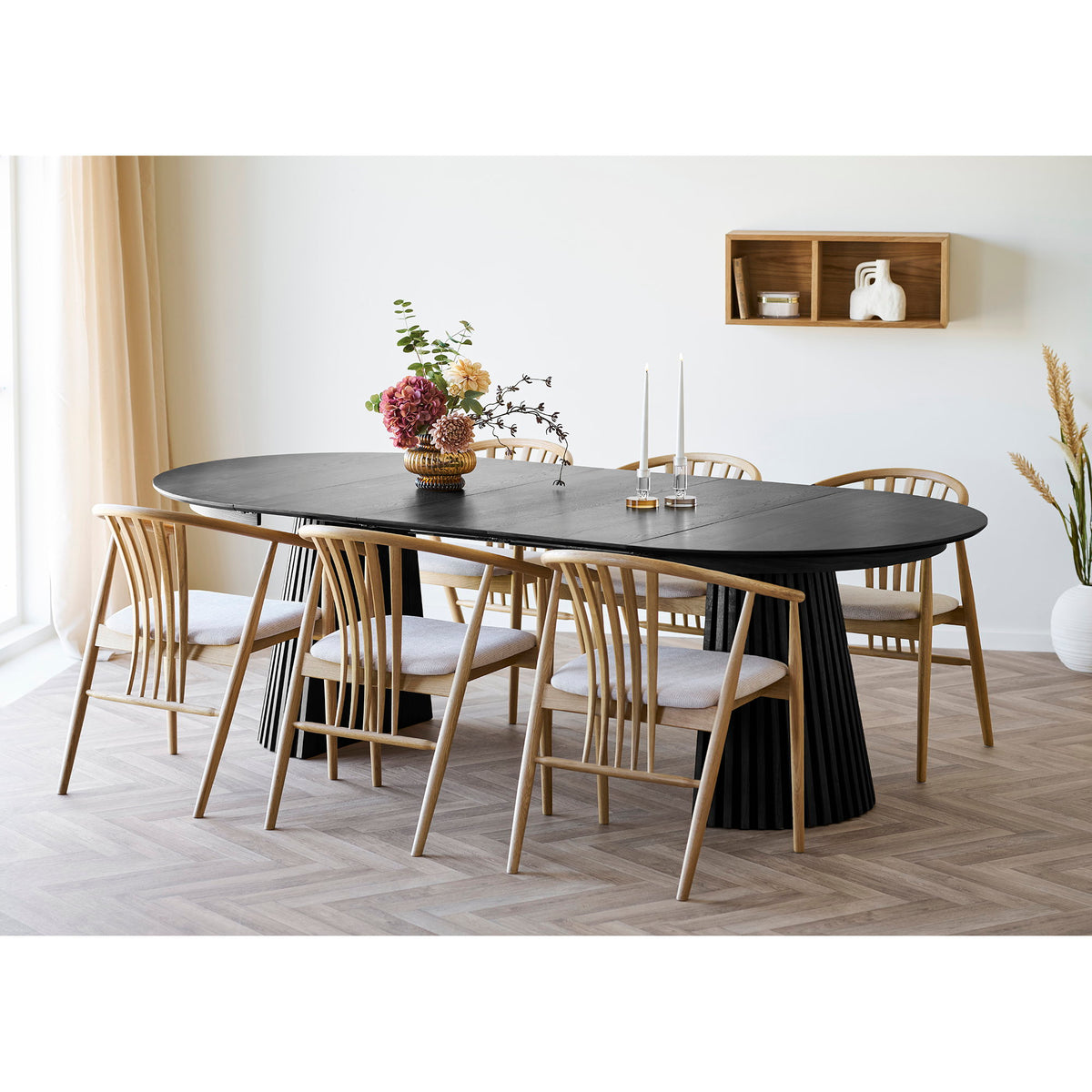 
Table de salle à manger design extensible « Osakka » 120-240 x 120 cm - Chêne noir