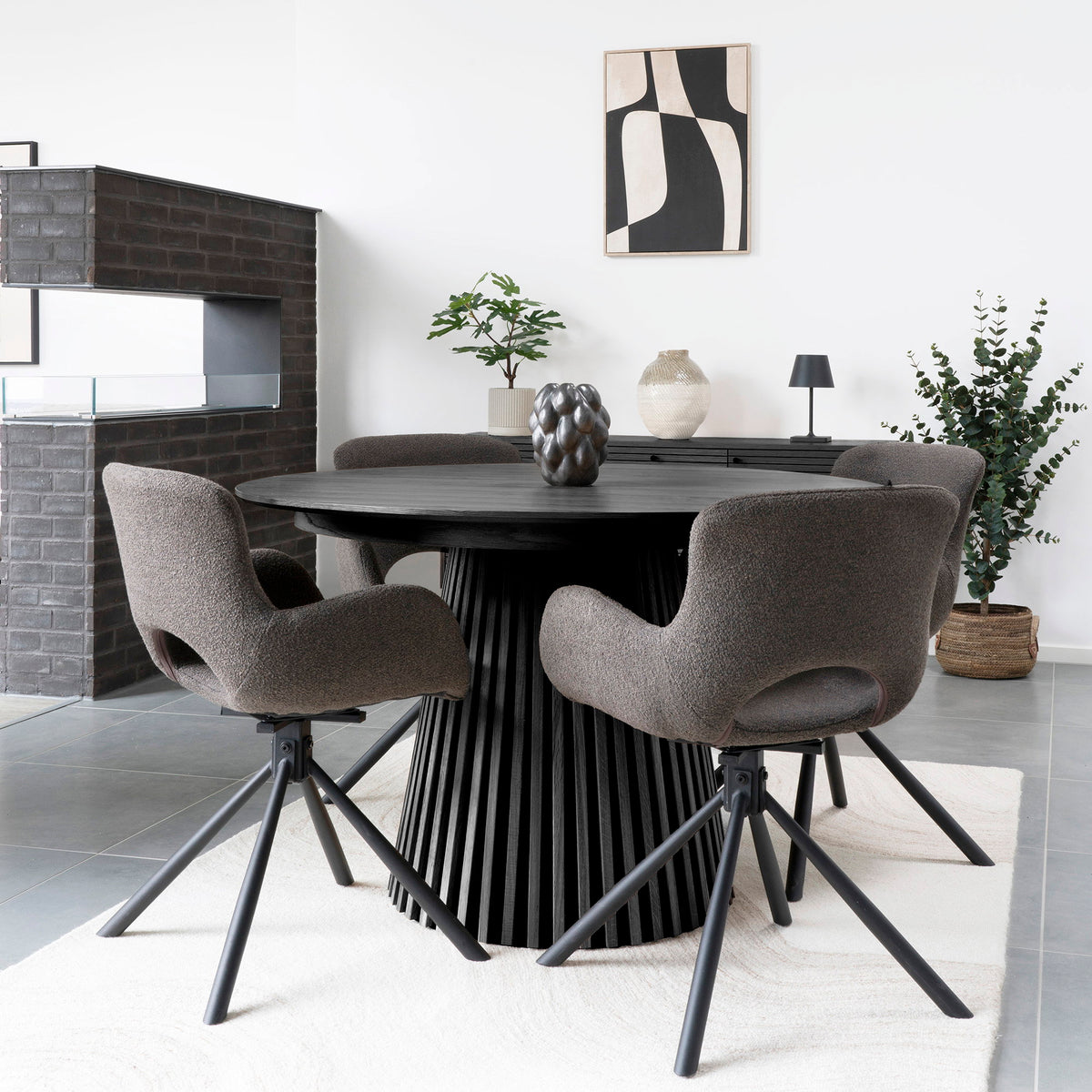 
Table de salle à manger design extensible « Osakka » 120-200 x 120 cm - Chêne noir